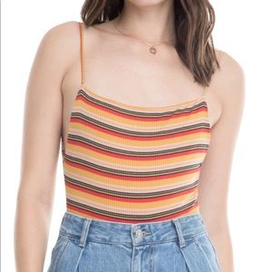 Astr striped thong body suit